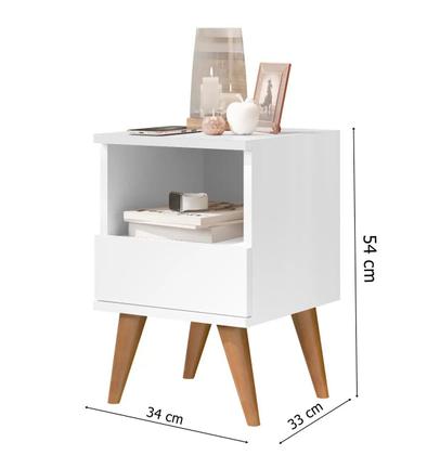 Imagem de Mesa Cabeceira Pix compacta mesinhas com 1 gaveta estilo retrô cama criado para quarto casal solteiro ENVIA SOMENTE 04 UN