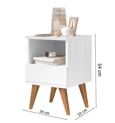 Imagem de Mesa Cabeceira Pix compacta mesinhas com 1 gaveta estilo retrô cama criado para quarto casal solteiro ENVIA SOMENTE 04 UN