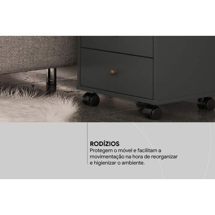 Imagem de Mesa Cabeceira Presence c/ 4 Gavetas Amendola Touch/Grafito - Demóbile