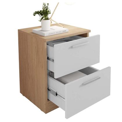 Imagem de Mesa Cabeceira Quarto 2 Gavetas Sleep Marrom Branco Caemmun