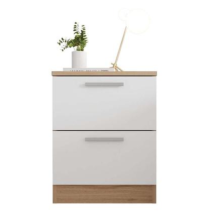 Imagem de Mesa Cabeceira Quarto 2 Gavetas Sleep Marrom Branco Caemmun