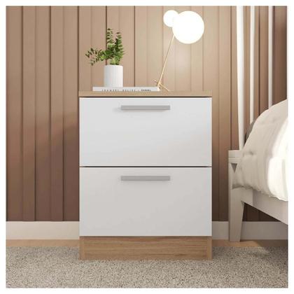 Imagem de Mesa Cabeceira Quarto 2 Gavetas Sleep Marrom Branco Caemmun