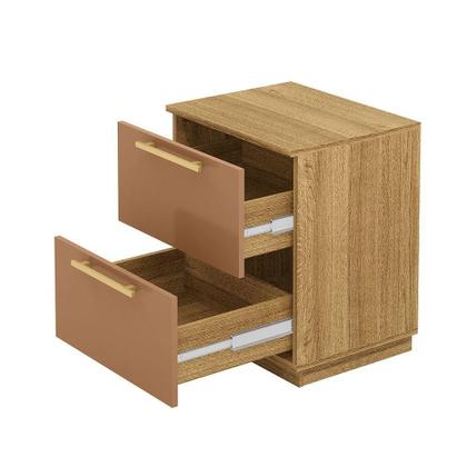 Imagem de Mesa Cabeceira Quarto 50cm Com 2 Gavetas Magna V01 - D'rossi Naturale E Camarim