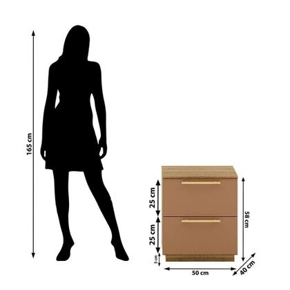 Imagem de Mesa Cabeceira Quarto 50cm Com 2 Gavetas Magna V01 - D'rossi Naturale E Camarim