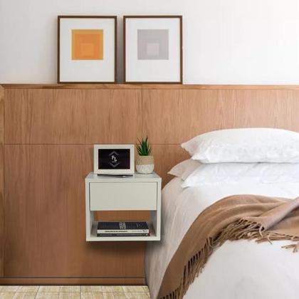 Imagem de Mesa Cabeceira Suspensa 30Cm Gaveta Em Cima Enviamos Montada