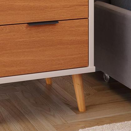 Imagem de Mesa Cabeceira Toni APE 3 Gavetas Pés Palito - Off White/Cinamomo