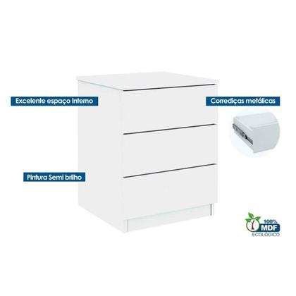 Imagem de Mesa Cabeceira Veronna c/ 3 Gavetas Cinamomo - Tcil Móveis