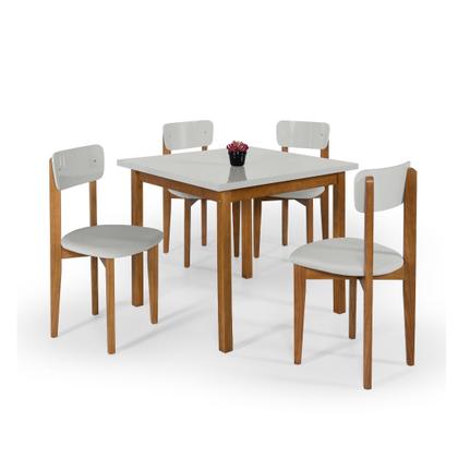 Imagem de Mesa Cadeiras 90cm MDF Pinus Estofado Ideal Para Apartamento