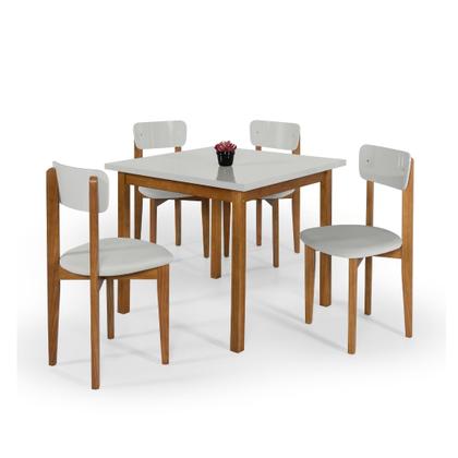 Imagem de Mesa Cadeiras 90cm MDF Pinus Estofado Ideal Para Apartamento