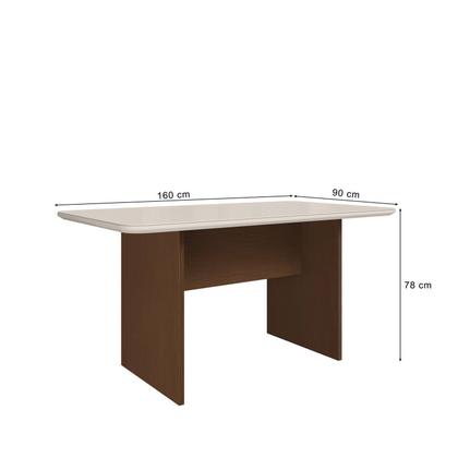 Imagem de Mesa Cairo 160 x 90 cm Tampo Mdf e Vidro com 6 Cadeiras Evora