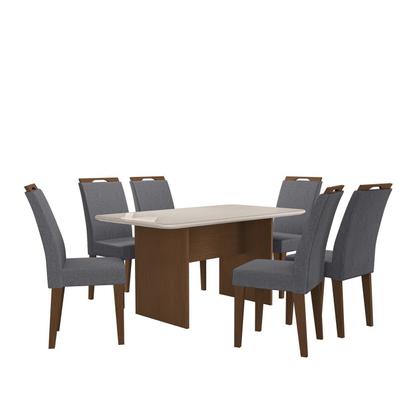 Imagem de Mesa Cairo 160x90cm Tampo Mdf e Vidro com 6 Cadeiras Evora