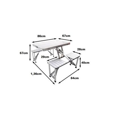Imagem de Mesa Camping dobrável alumínio maleta 4 bancos Shark Blue
