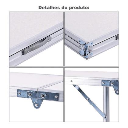 Imagem de Mesa Camping Dobrável Portátil Com 4 Banco Vira Maleta Praia