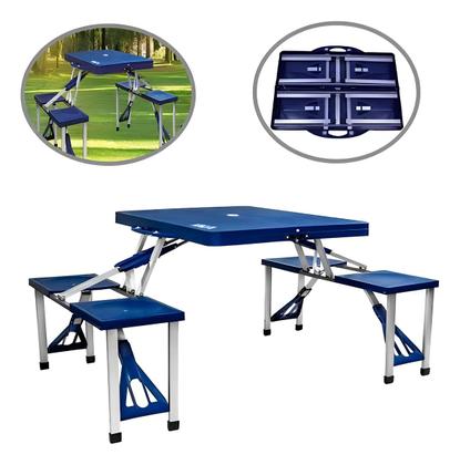 Imagem de Mesa Camping Dobrável Tipo Maleta com 4 Banquetas 84x64x68mm Kala