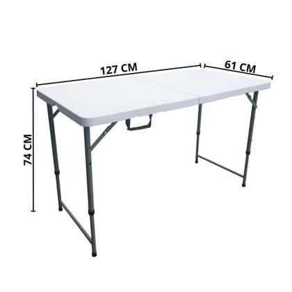 Imagem de Mesa Camping Dobrável Vira Maleta 61cm x 127cm com Alça 4 Pessoas Importway
