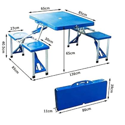 Imagem de Mesa Camping Praia Com 4 Cadeiras Dobravel Vira Maleta Portatil Mesinha Picnic Pesca Estudo Crianças