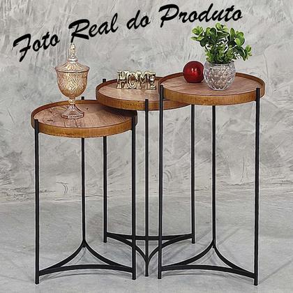 Imagem de Mesa Canto Apoio Lateral Pequena Madeirado Conjunto Rustico Ambiente Casa Recepção