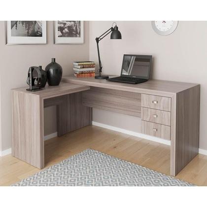 Imagem de Mesa Canto p/Escritório ME4106 c/ 3 Gavetas Nogal - Tecno Mobili
