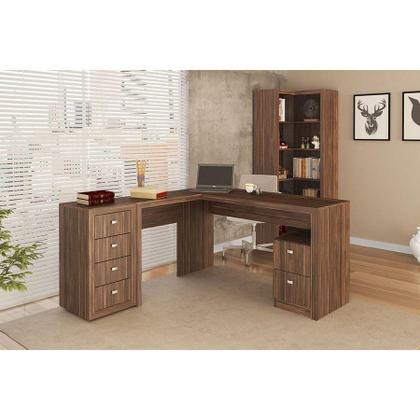Imagem de Mesa Canto p/Escritório ME4129 c/ 2 Gavetas Carvalho - Tecno Mobili