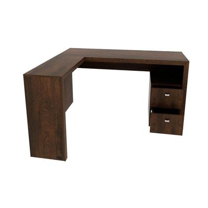 Imagem de Mesa Canto p/Escritório ME4129 c/ 2 Gavetas Carvalho - Tecno Mobili