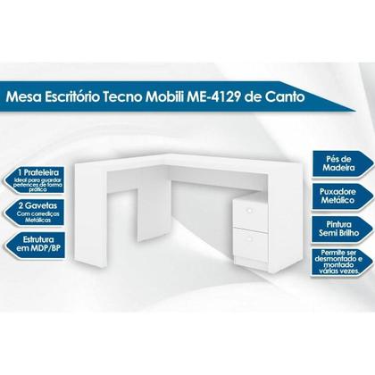 Imagem de Mesa Canto p/Escritório ME4129 c/ 2 Gavetas Nogal - Tecno Mobili