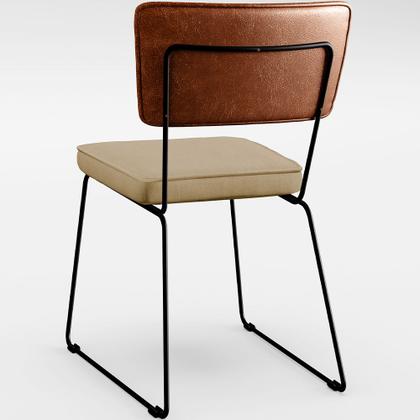 Imagem de Mesa Capri 160 Off White E 6 Cadeiras Allana B05 material sintético Camel Linho Bege Escuro - Lyam Decor