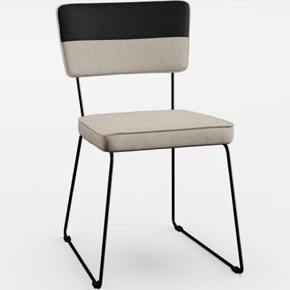 Imagem de Mesa Capri 160 Off White Nature Com 6 Cadeiras Allana B05 Faixa Facto Preto Linho Bege - Lyam Decor