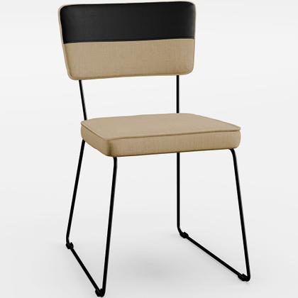 Imagem de Mesa Capri 160cm Off White 6 Cadeiras Allana B05 Faixa Facto Preto Linho Bege Escuro - Lyam Decor