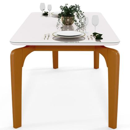 Imagem de Mesa Capri 160cm Off White 6 Cadeiras Allana B05 Faixa Material Sintético Preto Linho Bege Escuro - Lyam Decor