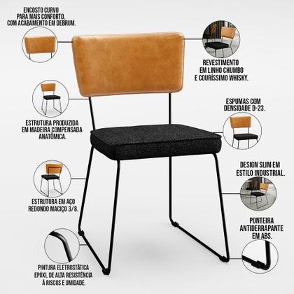 Imagem de Mesa Capri 160cm Off White Com 6 Cadeiras Allana B05 Corano Whisky Linho Chumbo - Lyam Decor