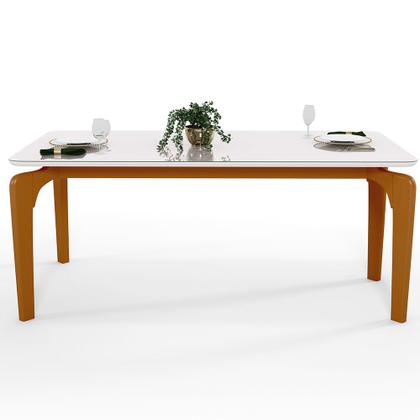 Imagem de Mesa Capri 160cm Off White Com 6 Cadeiras Allana B05 material sintético Preto Linho Champagne - Lyam Decor