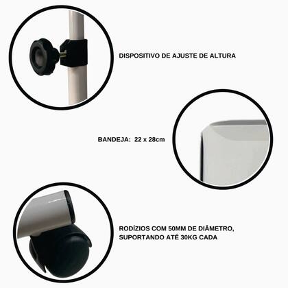 Imagem de Mesa Carrinho Suporte para Vapor de Ozônio