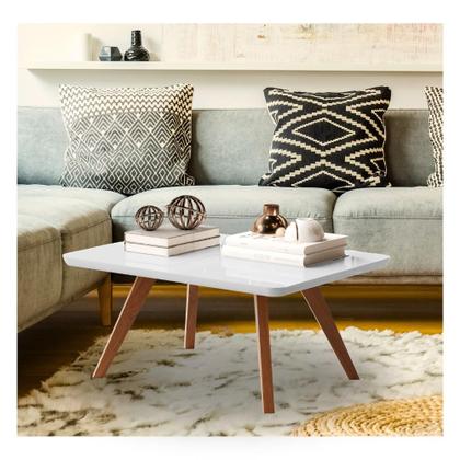 Imagem de Mesa Centro Pequena Retangular Estilo Moderno Madeira Preta Off White