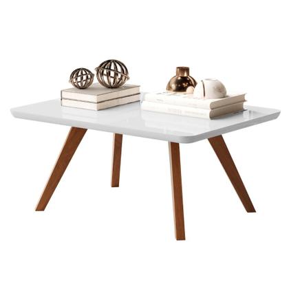 Imagem de Mesa Centro Pequena Retangular Estilo Moderno Madeira Preta Off White