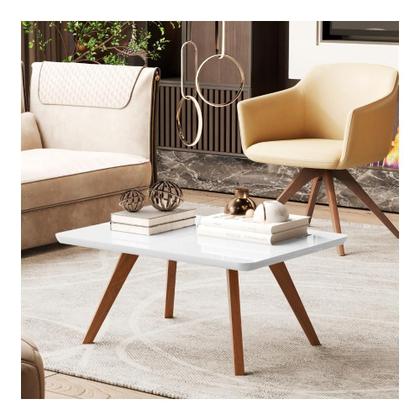 Imagem de Mesa Centro Pequena Retangular Estilo Moderno Madeira Preta Off White