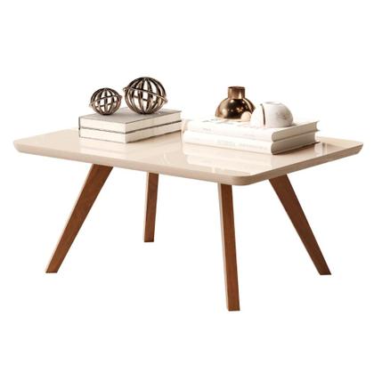 Imagem de Mesa Centro Pequena Retangular Estilo Moderno Madeira Preta Off White