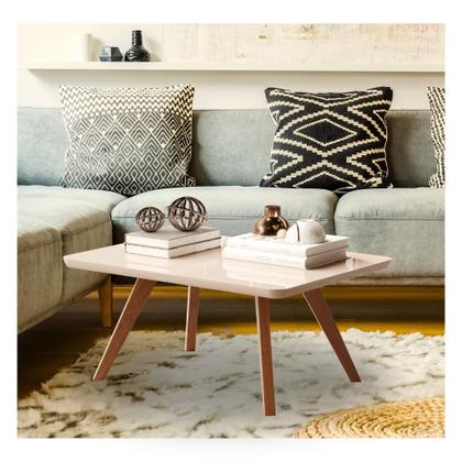 Imagem de Mesa Centro Pequena Retangular Estilo Moderno Madeira Preta Off White