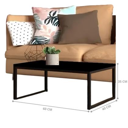 Imagem de Mesa Centro Sala Pés De Ferro Tampo Mdf Carmin Preto Fosco