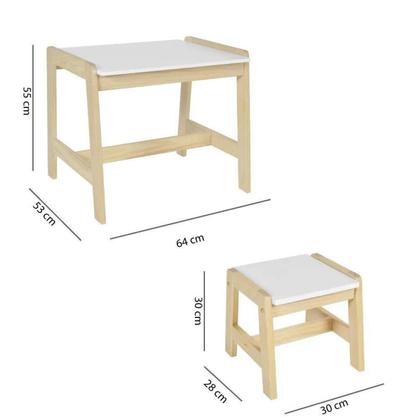 Imagem de Mesa com 2 Banquetas Infantis Castelo Madeira Maciça/MDF Casatema