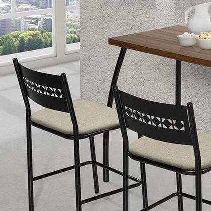 Imagem de Mesa com 2 Cadeiras Fit Flora Preto e Bege