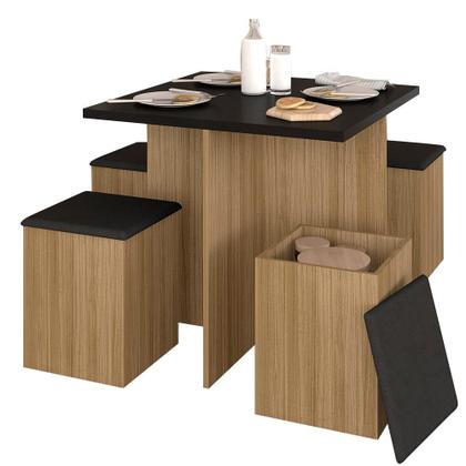 Imagem de Mesa Com 4 Banquetas Berlim Boreal/preto Fosco/pret - Móveis Arapongas