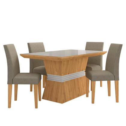 Imagem de Mesa Com 4 Cadeiras 1,36 Versalhes Cin/off Whit/beg - Móveis Arapongas
