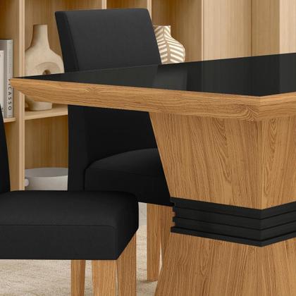 Imagem de Mesa Com 4 Cadeiras 1,36 Versalhes Cin/preto/preto - Móveis Arapongas