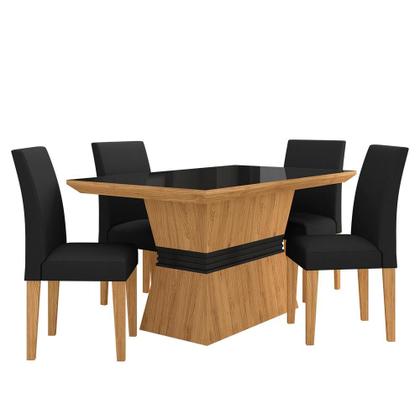 Imagem de Mesa Com 4 Cadeiras 1,36 Versalhes Cin/preto/preto - Móveis Arapongas
