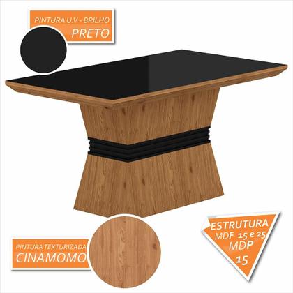 Imagem de Mesa Com 4 Cadeiras 1,36 Versalhes Cin/preto/preto - Móveis Arapongas