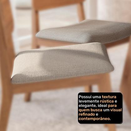 Imagem de Mesa com 4 Cadeiras Damasco Bromelia 1,30 Sala de Jantar Moderna Madeira/Off White/Linho Cinza