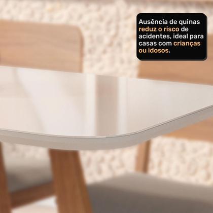 Imagem de Mesa com 4 Cadeiras Damasco Bromelia 1,30 Sala de Jantar Moderna Madeira/Off White/Linho Cinza