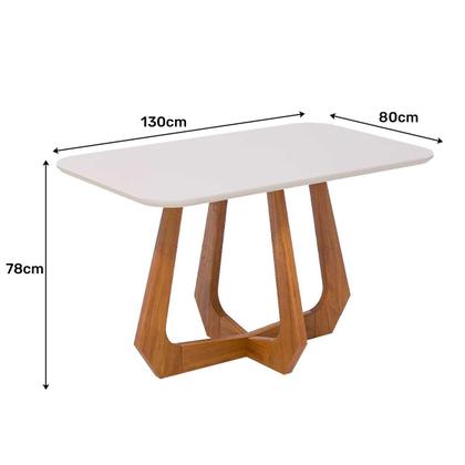 Imagem de Mesa com 4 Cadeiras Damasco Bromelia 1,30 Sala de Jantar Moderna Madeira/Off White/Linho Cinza