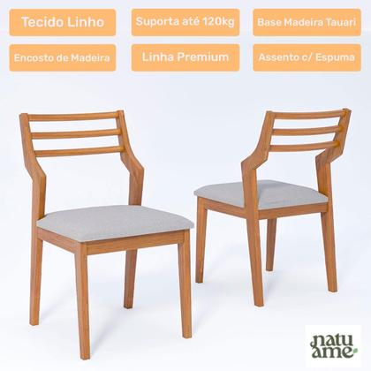 Imagem de Mesa com 4 Cadeiras Damasco Bromelia 1,30 Sala de Jantar Moderna Madeira/Off White/Linho Cinza