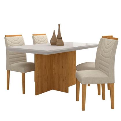 Imagem de Mesa Com 4 Cadeiras Duda 1,36 Cin/off White/bege - Móveis Arapongas